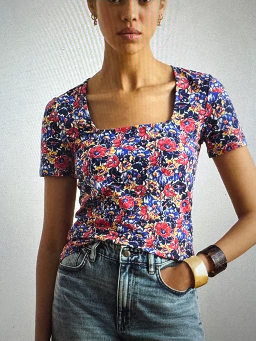 Lauren Ralph Lauren Women's Floral Printed Square Neck Top